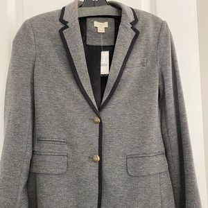 JCrew black piped grey blazer NWT size 0